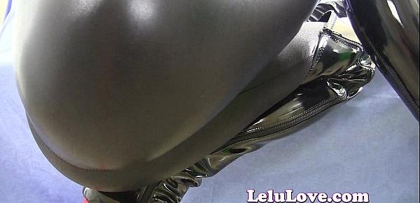  Catsuit FemDom instructing you to stroke then eat your cum